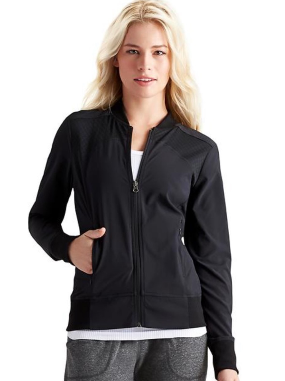 Athleta La breezy bomber Women's Black Zip-Front Performance Jacket outdoor XXS